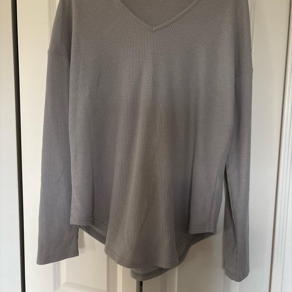 SHEIN Gray V-Neck Sweatshirt